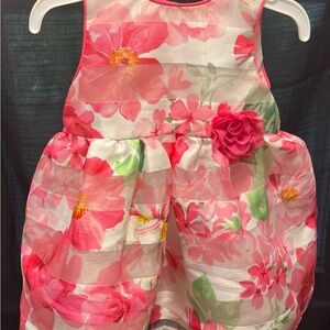 Baby Girl Floral Pink and Green Dress